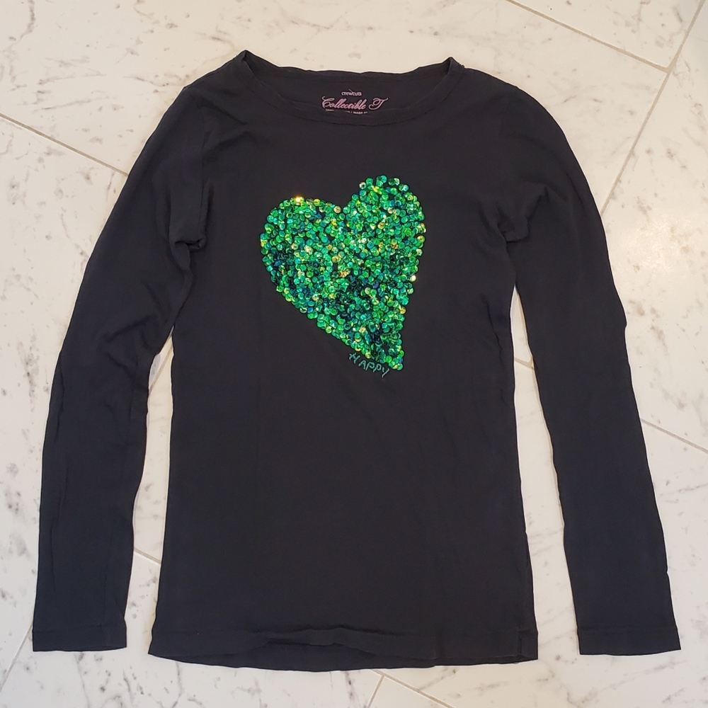 Girls J.Crew Sequin Heart Tee Crewcuts Collectible T